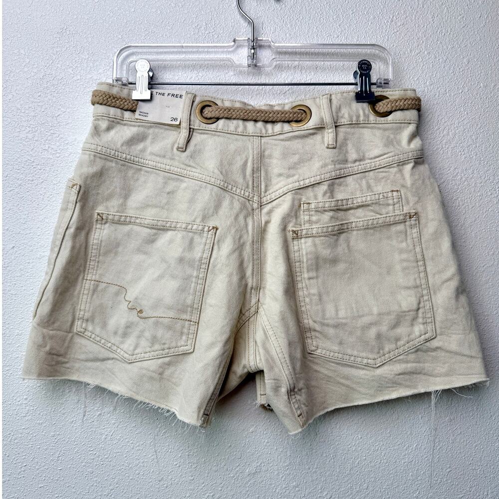 NWT We The Free Moxie Shorts Ivory Rope Belt Raw Hem Eyelet Size 26 - Picture 2 of 14
